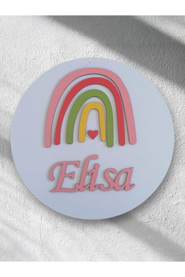 Gökkuşağı Desenli Isimli Pano Kişiye Özel Bebekler Için Isimlik