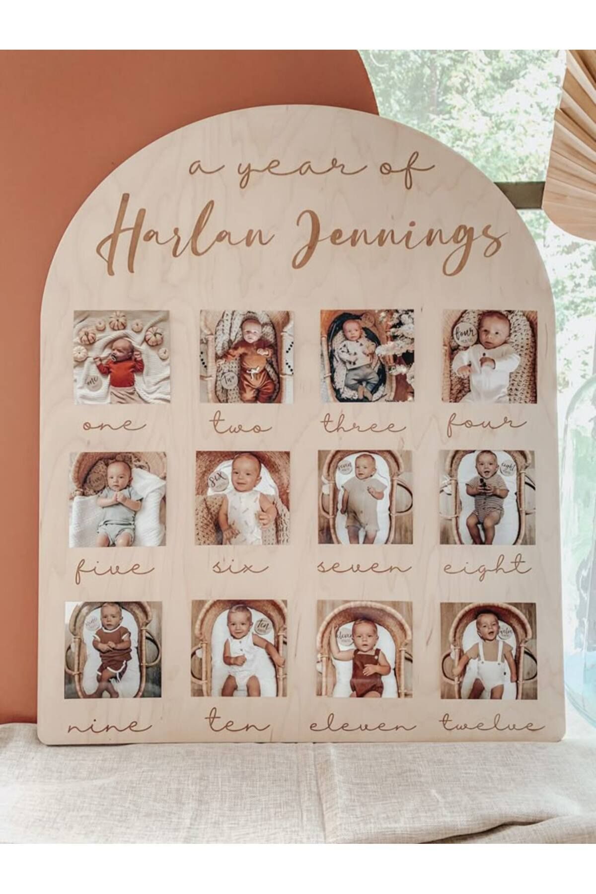 Kişiye Özel Doğum Günü 12 Ay 3d Ahşap Fotoğraf Panosu Büyük Boy 50x40 Cm