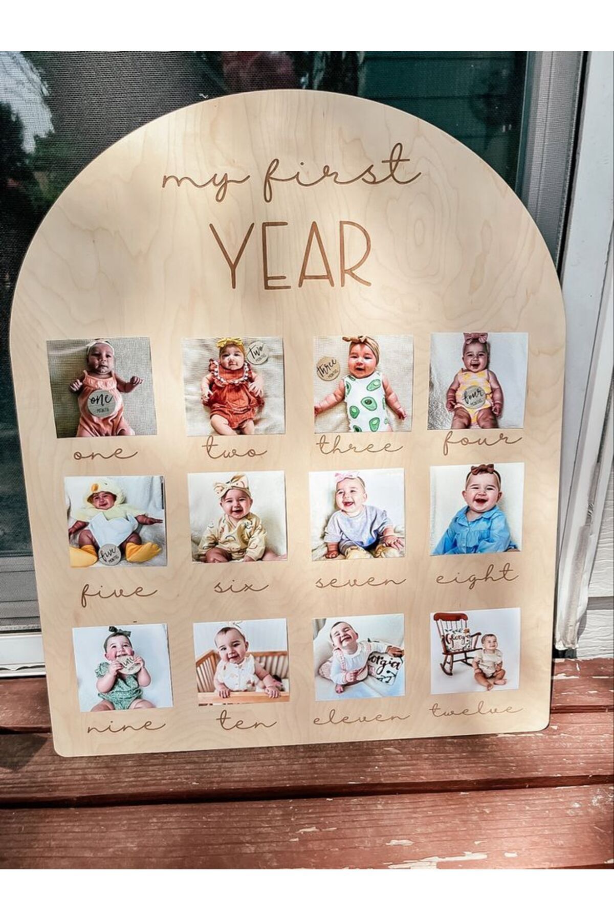 Kişiye Özel Doğum Günü 12 Ay 3d Ahşap Fotoğraf Panosu Büyük Boy 50x40 Cm