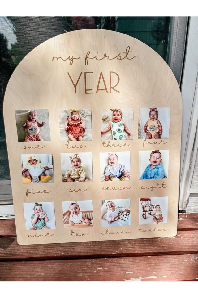 Kişiye Özel Doğum Günü 12 Ay 3d Ahşap Fotoğraf Panosu Büyük Boy 50x40 Cm