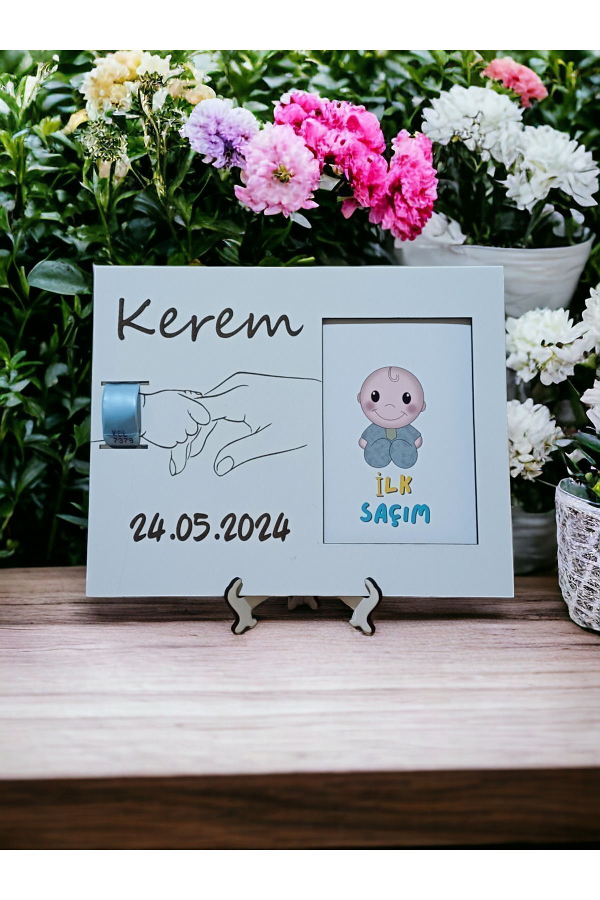 İlk Saçım Çerçevesi Bebek Anı Kartı Ile Bebeğimin Ilk Saç Hatırası (KİŞİYE ÖZEL ISİM VE TARİH)