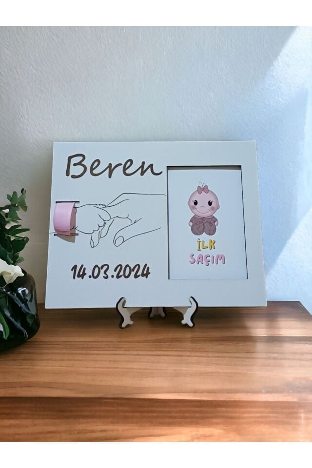 İlk Saçım Çerçevesi Bebek Anı Kartı Ile Bebeğimin Ilk Saç Hatırası (KİŞİYE ÖZEL ISİM VE TARİH)