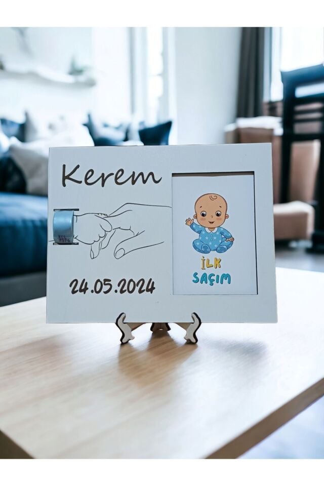 İlk Saçım Çerçevesi Bebek Anı Kartı Ile Bebeğimin Ilk Saç Hatırası (KİŞİYE ÖZEL ISİM VE TARİH)