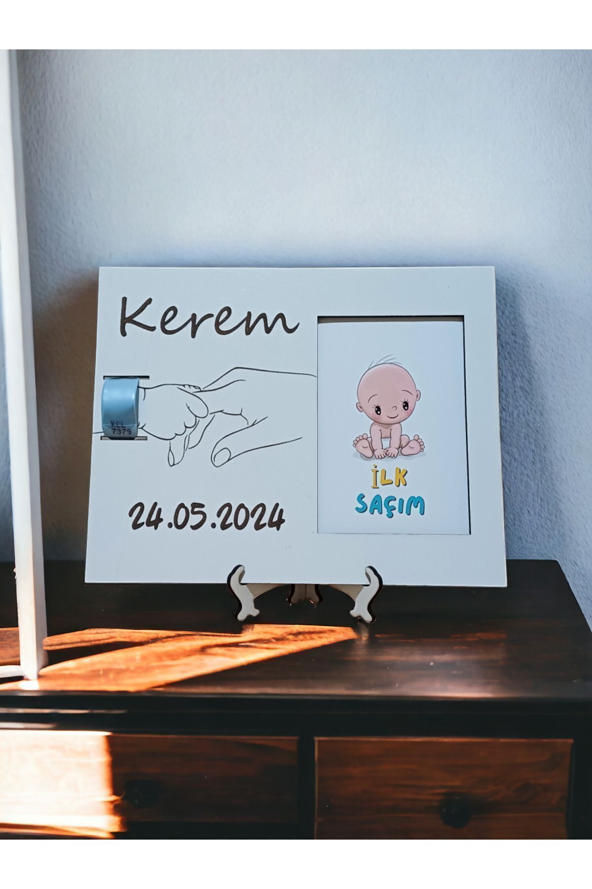 İlk Saçım Çerçevesi Bebek Anı Kartı Ile Bebeğimin Ilk Saç Hatırası (KİŞİYE ÖZEL ISİM VE TARİH)