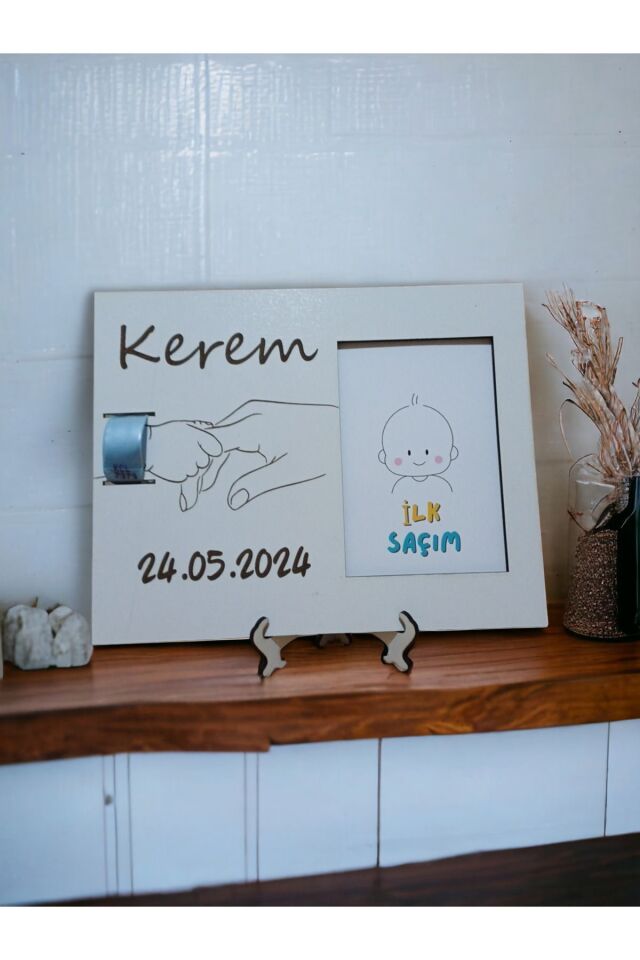 İlk Saçım Çerçevesi Bebek Anı Kartı Ile Bebeğimin Ilk Saç Hatırası (KİŞİYE ÖZEL ISİM VE TARİH)