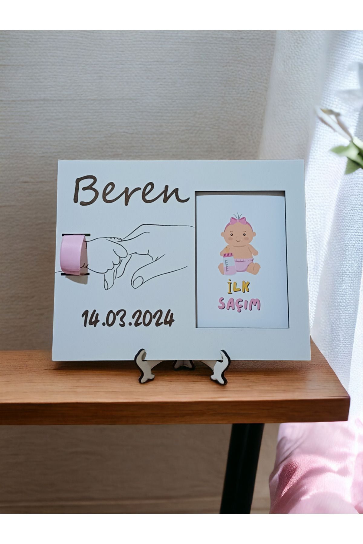 İlk Saçım Çerçevesi Bebek Anı Kartı Ile Bebeğimin Ilk Saç Hatırası (KİŞİYE ÖZEL ISİM VE TARİH)