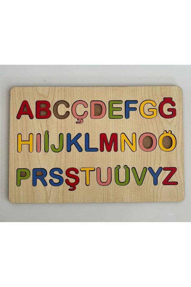 Ahşap Montessori Eğitici Türkçe Küçük Harf Seti Alfabe 3 Boyutlu Bultak Puzzle