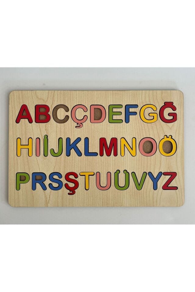 Ahşap Montessori Eğitici Türkçe Küçük Harf Seti Alfabe 3 Boyutlu Bultak Puzzle