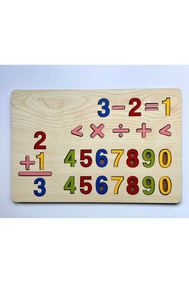 Ahşap Sayılar Bultak Dört Işlem Puzzle Eğitici Montessori Çocuk Gelişim Oyuncak