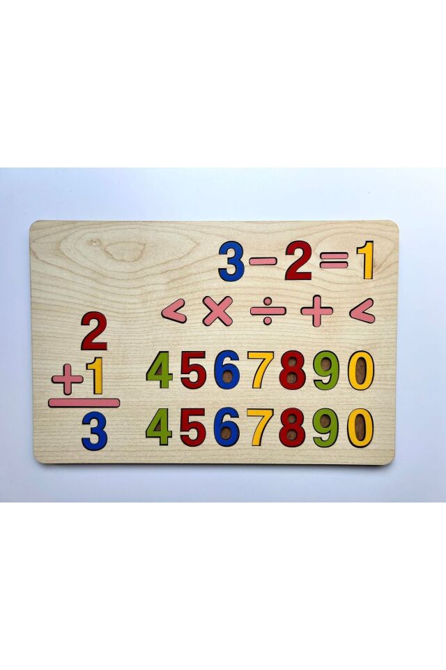 Ahşap Sayılar Bultak Dört Işlem Puzzle Eğitici Montessori Çocuk Gelişim Oyuncak