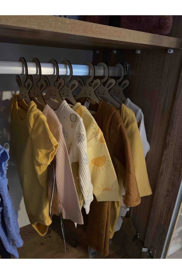 Ahşap Mdf Çocuk Askısı 12 Adet Sevimli Askılık Bebek Askılığı