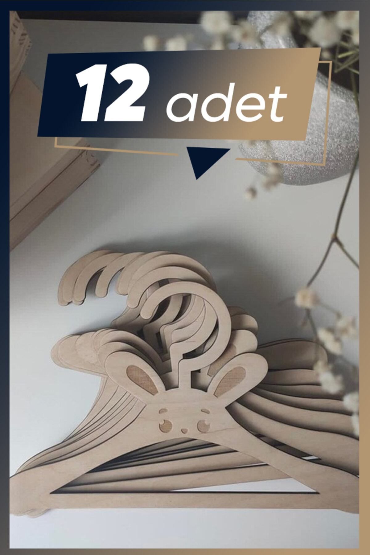Ahşap Mdf Çocuk Askısı 12 Adet Sevimli Askılık Bebek Askılığı