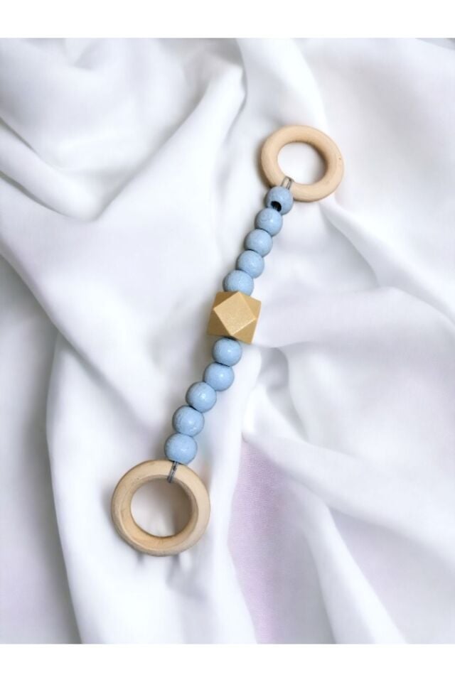 Doğal Ahşap Bebek Diş Kaşıyıcısı ( Bebe Mavisi )