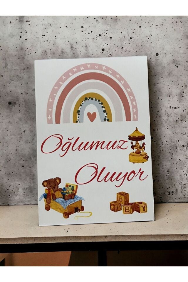 Oğlumuz Oluyor Müjde Anı Kartı - Hamile Anı Kartı