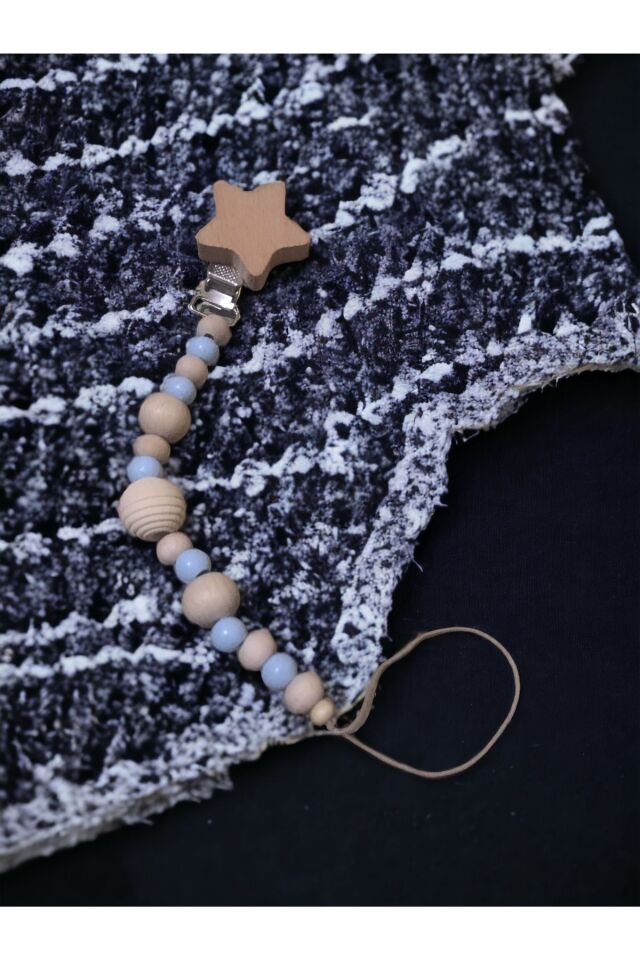 Doğal Ahşap Emzik Zinciri - Isimli Emzik Askısı Ahşap Emzik Zinciri Emzik Tutucu