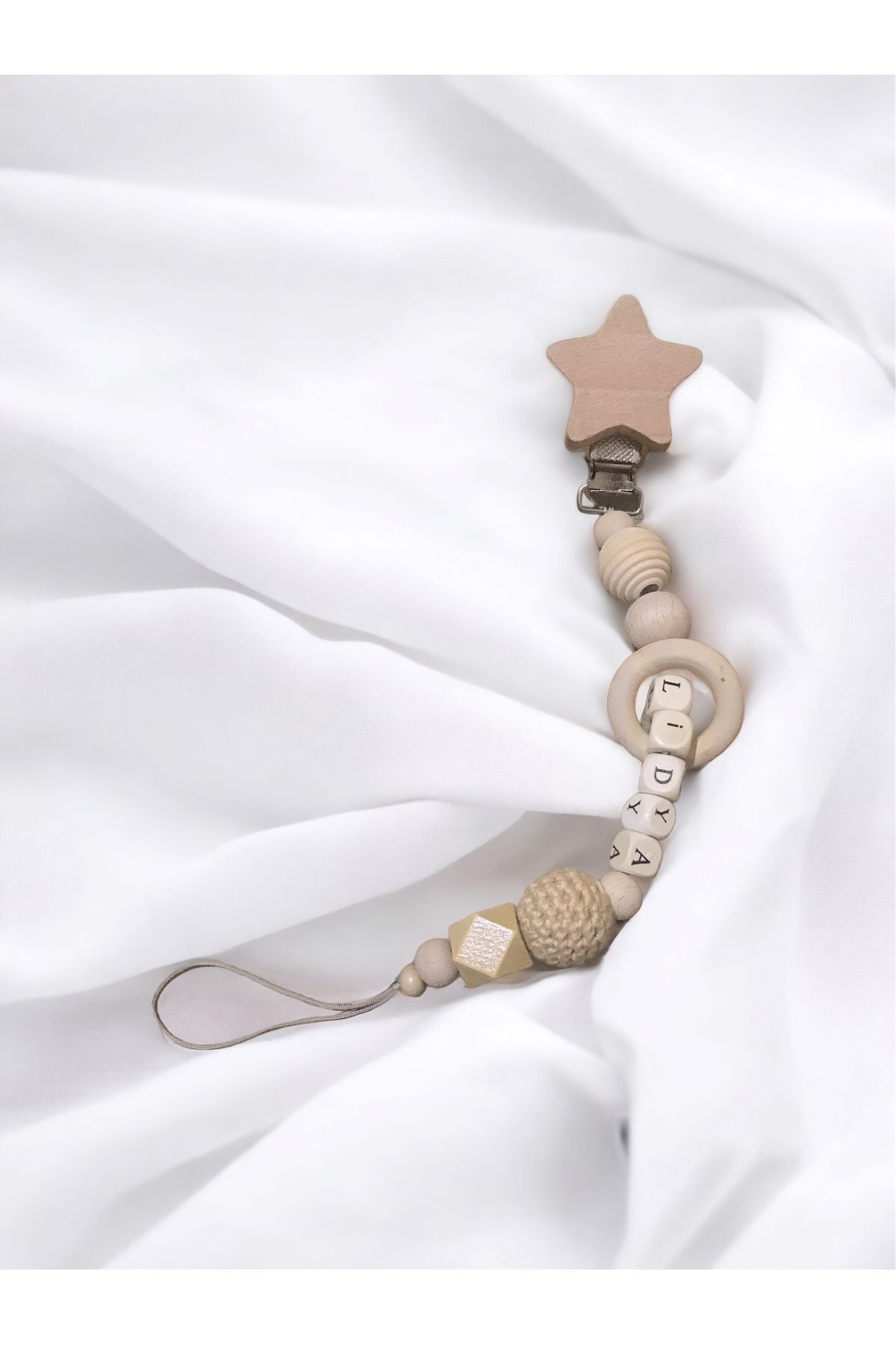 Ahşap Emzik Zinciri - Emzik Askısı Ahşap Emzik Zinciri Emzik Tutucu