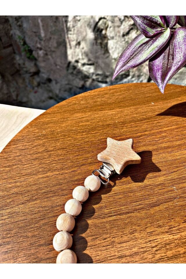 Emzik Askısı - Ahşap Emzik Klipsi - Doğal Emzik Zinciri