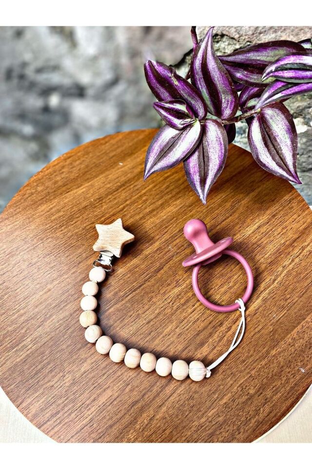 Emzik Askısı - Ahşap Emzik Klipsi - Doğal Emzik Zinciri