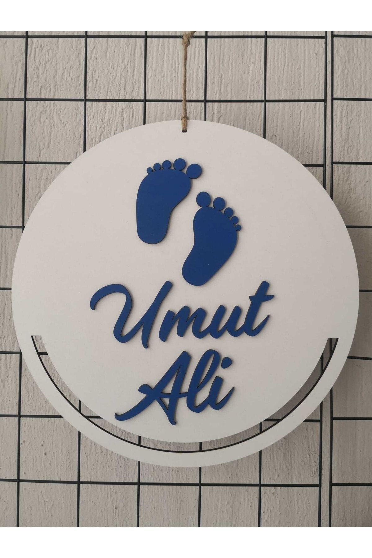 Kapı Süsü Isimli Kasnak,makrome Çember,makrome Isimlik Beyaz