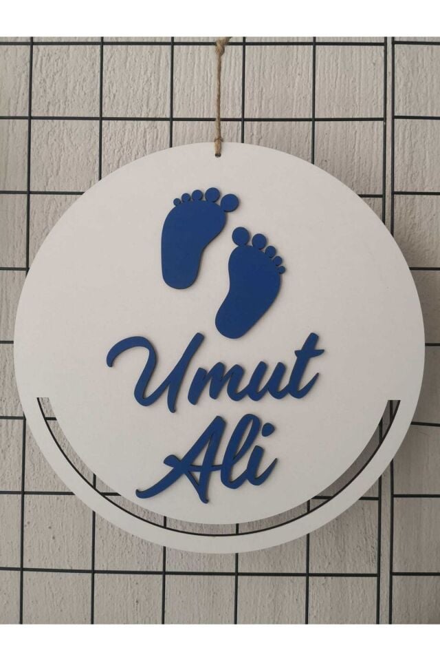 Kapı Süsü Isimli Kasnak,makrome Çember,makrome Isimlik Beyaz