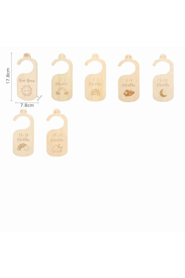 Bebek Çocuk Dolap Organizer Bebek Kıyafet Ayırıcı Askılık Ayraç 0- 24 Aylık Anı Kartları 7 Adet