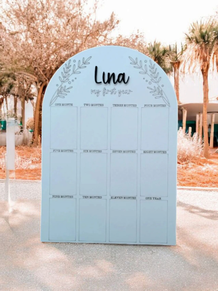 Kişiye Özel Doğum Günü 12 Ay Yaprak Temalı Ahşap Fotoğraf Panosu Büyük Boy