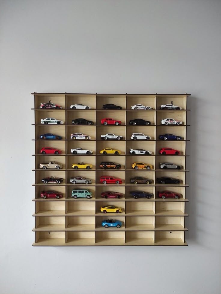 Araba Rafı 50'li Ahşap Renk (HOTWHEELS VE MATCBOX ARABALARI IÇİN UYGUNDUR)