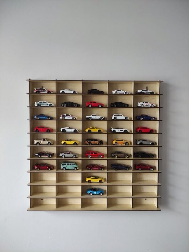 Araba Rafı 50'li Ahşap Renk (HOTWHEELS VE MATCBOX ARABALARI IÇİN UYGUNDUR)