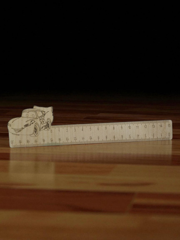 Çift Taraflı Cetvel- Arabalar motifli okul cetveli