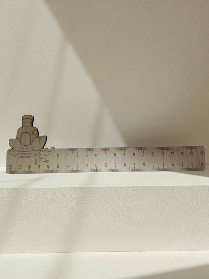 Çift Taraflı Cetvel- Gemi motifli okul cetveli