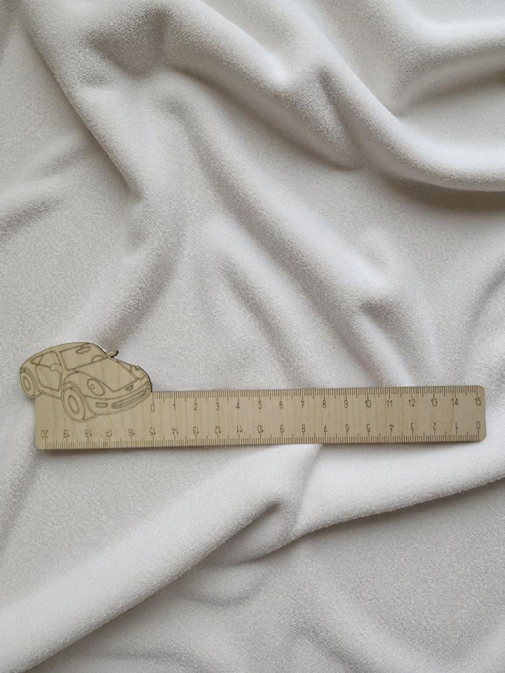 Çift Taraflı Cetvel- Araba motifli okul cetveli