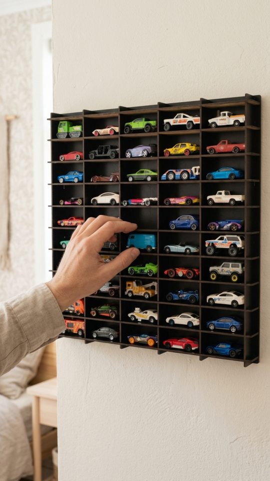Kişiye Özel İsimlikli Araba Rafı 50'li Siyah Renk (HOTWHEELS VE MATCBOX ARABALARI IÇİN UYGUNDUR)