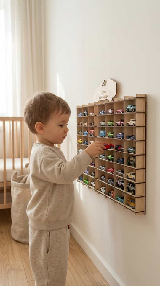 Kişiye Özel İsimlikli 100 Araç Kapasiteli İsimli Banu Renk Araba Rafı - Dekoratif Çocuk Odası Oyuncak Organizer (HOTWHEELS VE MATCBOX ARABALARI IÇİN UYGUNDUR)