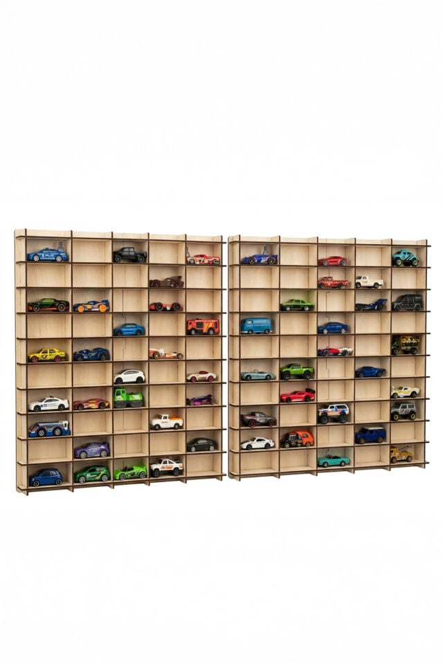 Kişiye Özel İsimlikli 100 Araç Kapasiteli İsimli Banu Renk Araba Rafı - Dekoratif Çocuk Odası Oyuncak Organizer (HOTWHEELS VE MATCBOX ARABALARI IÇİN UYGUNDUR)