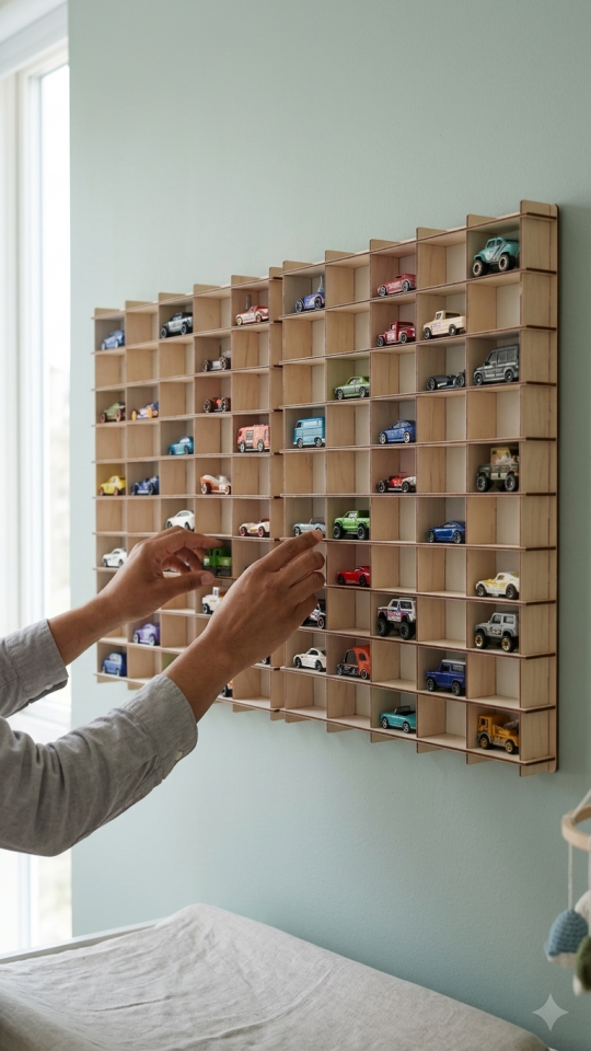 Kişiye Özel İsimlikli 100 Araç Kapasiteli İsimli Banu Renk Araba Rafı - Dekoratif Çocuk Odası Oyuncak Organizer (HOTWHEELS VE MATCBOX ARABALARI IÇİN UYGUNDUR)
